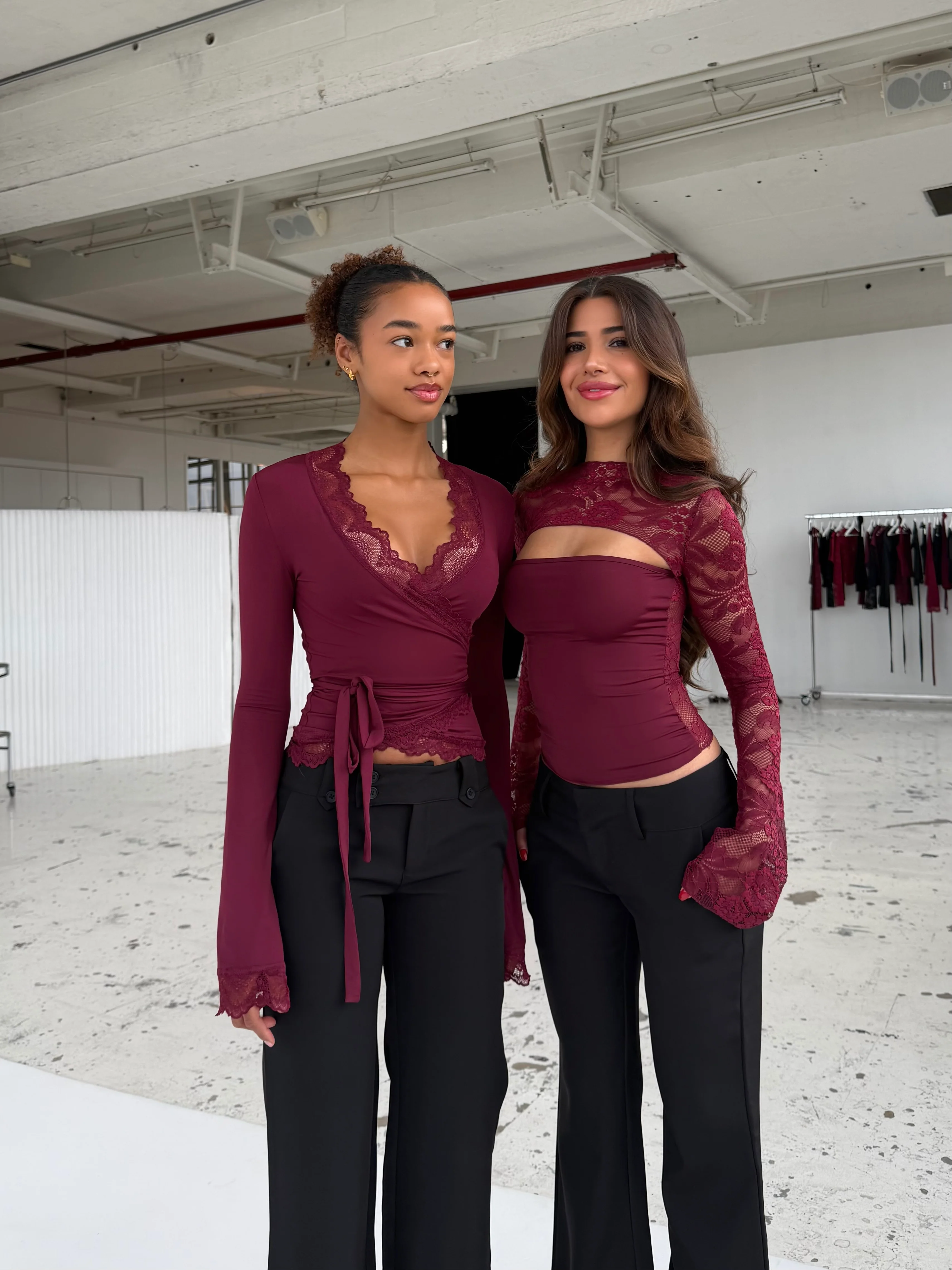 New Ballerina Basic Lace Top – Burgundy - Image 4