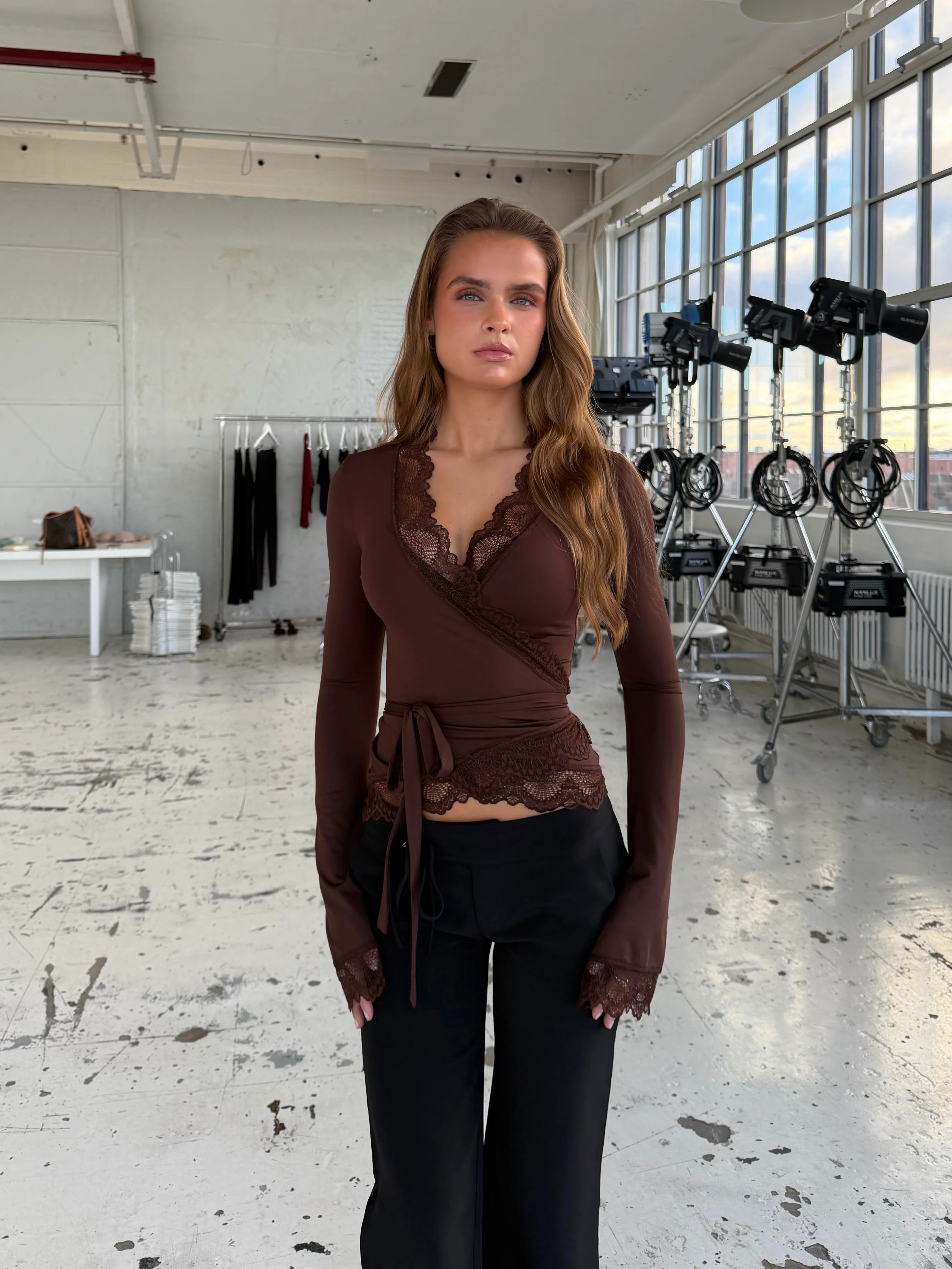 New Ballerina Basic Lace Top – Dark brown - Image 5