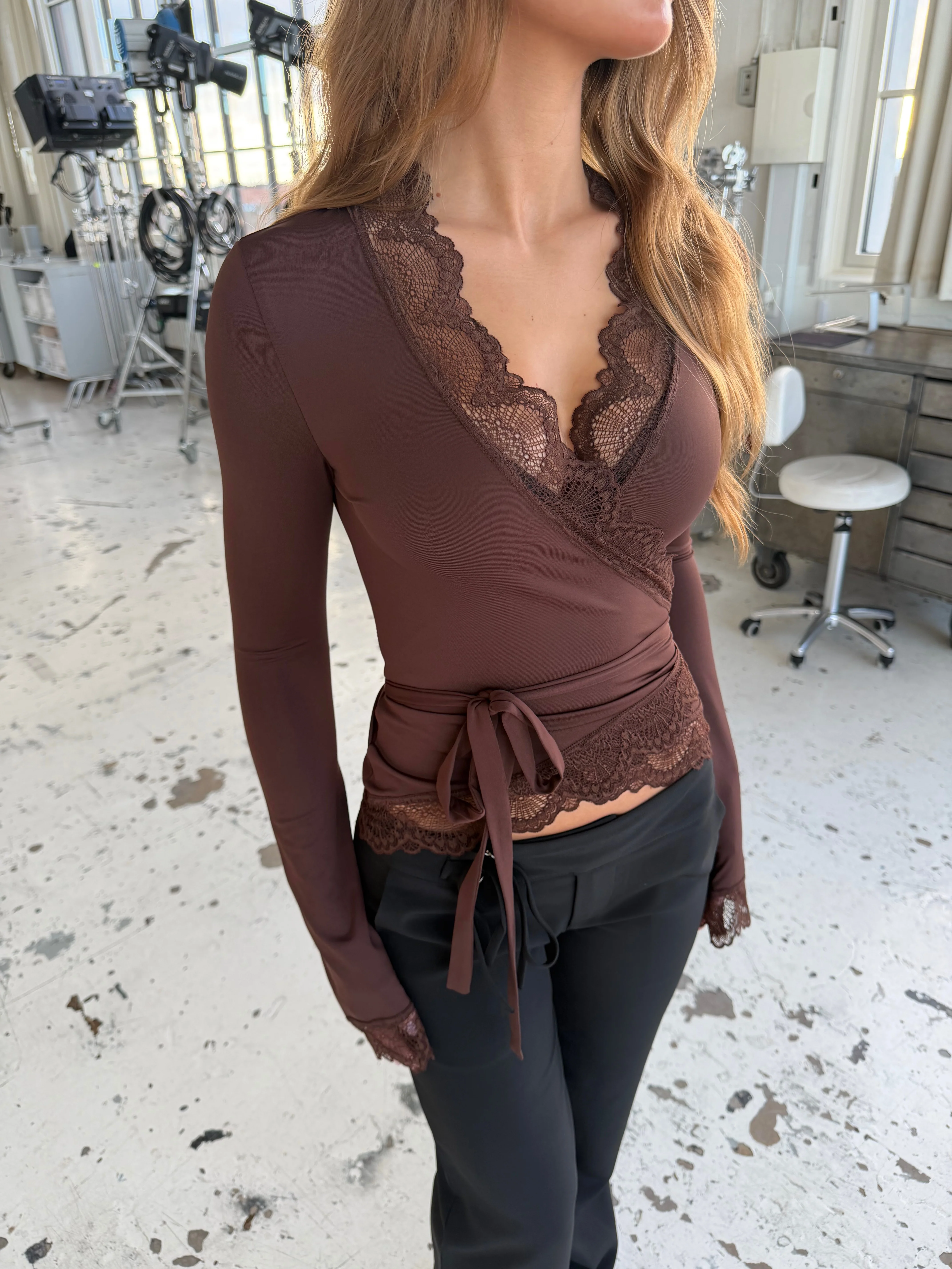 New Ballerina Basic Lace Top – Dark brown - Image 6