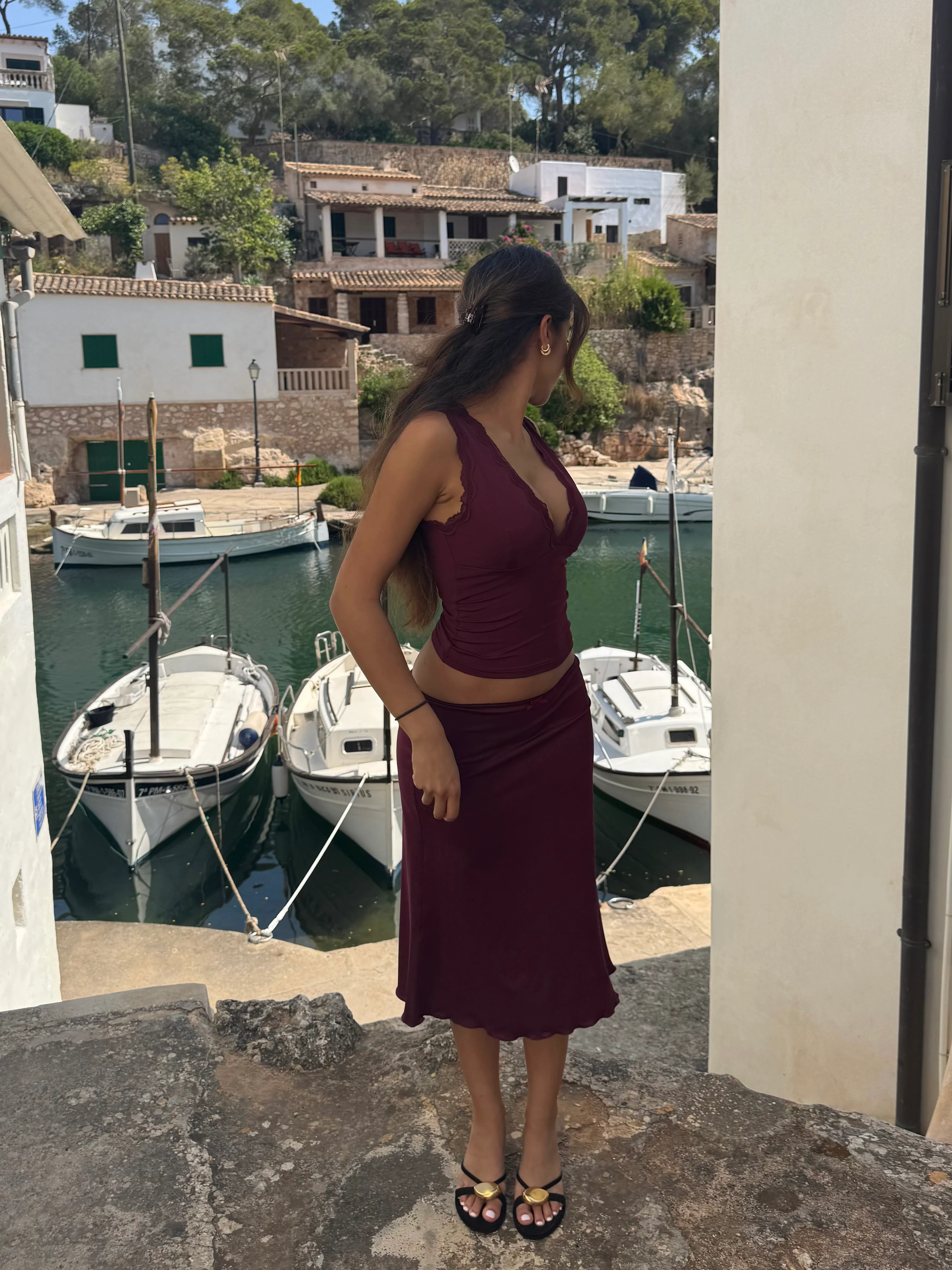 Basic lace top - burgundy - Image 3