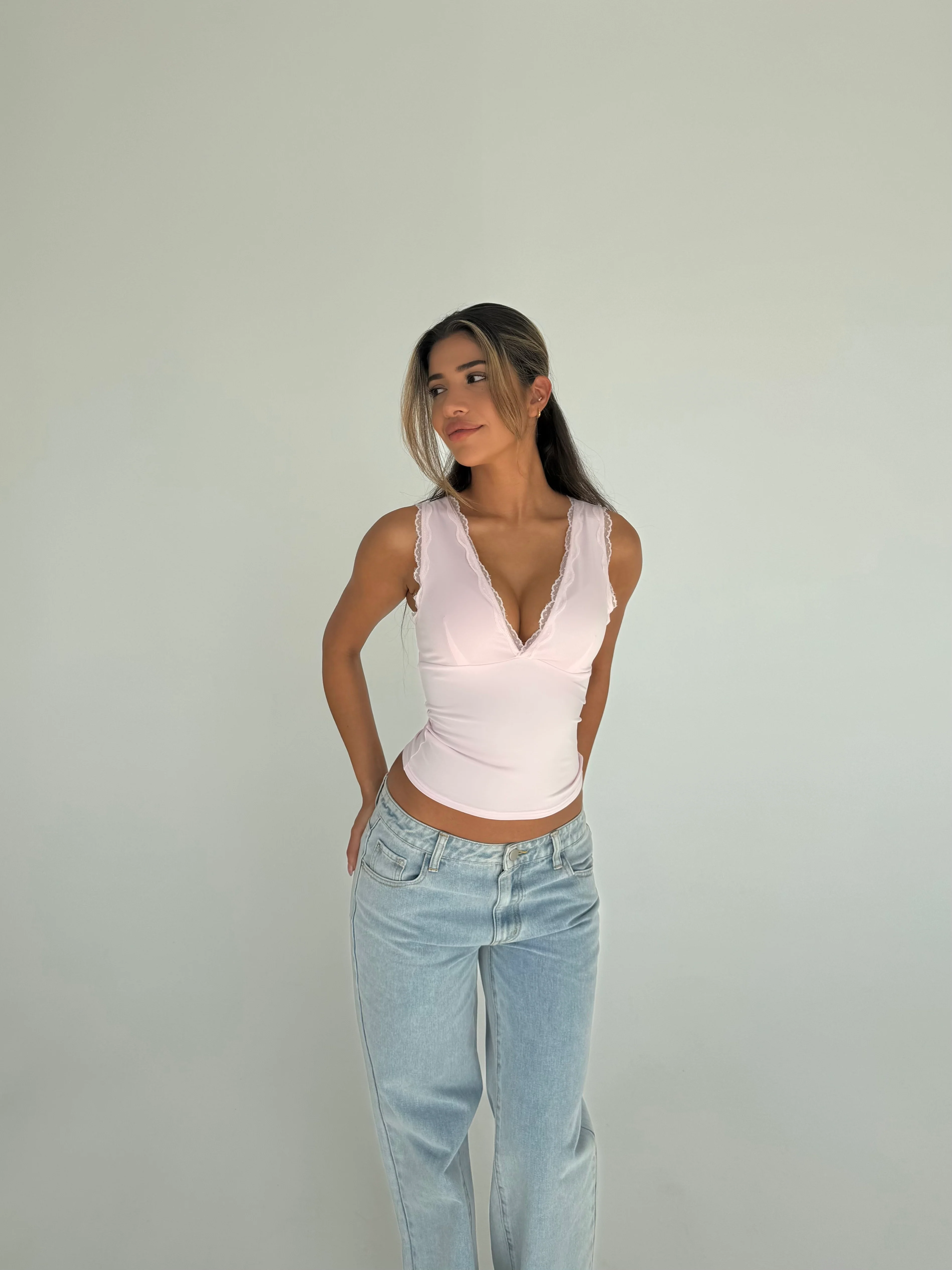 Basic lace top - pink - Image 5